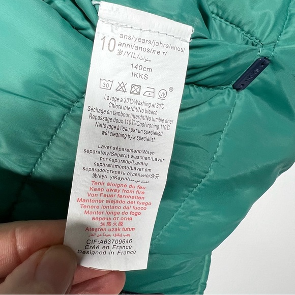 Ikks Boys Reversible Puffer Vest in Green and Blue with Stripes Size 10 - Picture 8 of 16